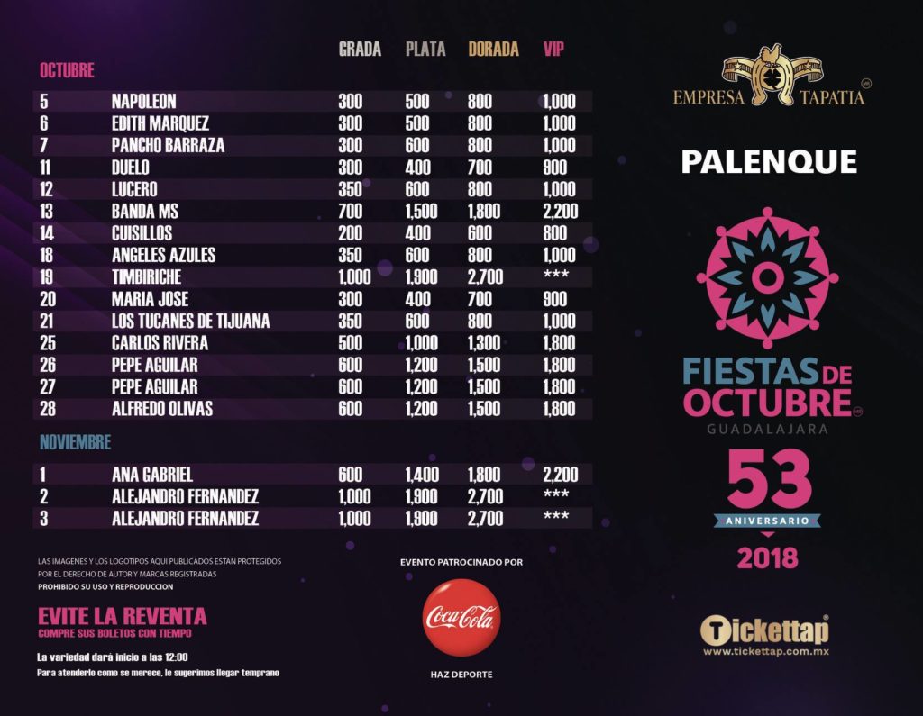 Revelan costos para el Palenque de las de Octubre en Guadalajara | Backstage LC